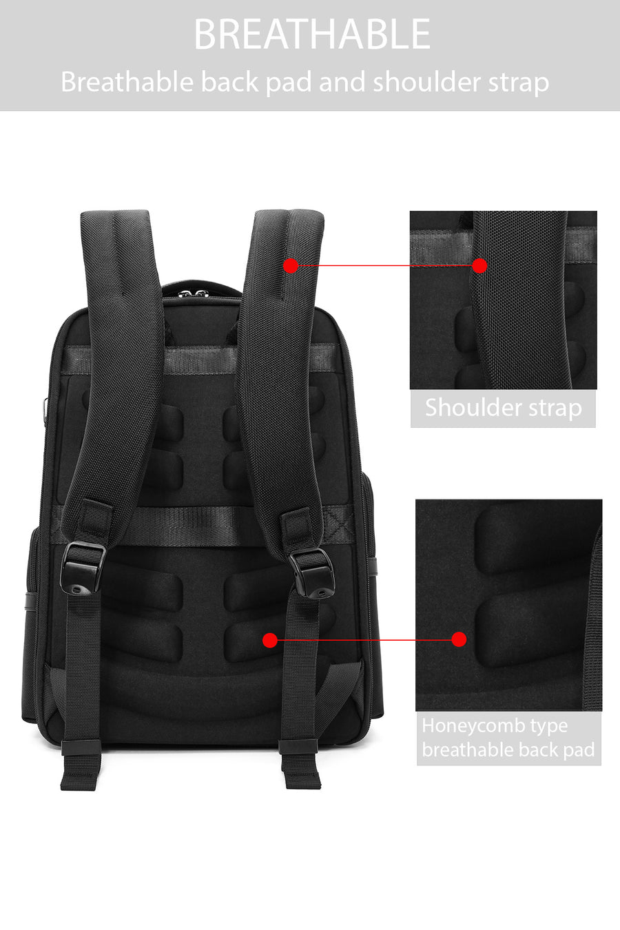 D-Pack Unisex Black Fabric Backpack