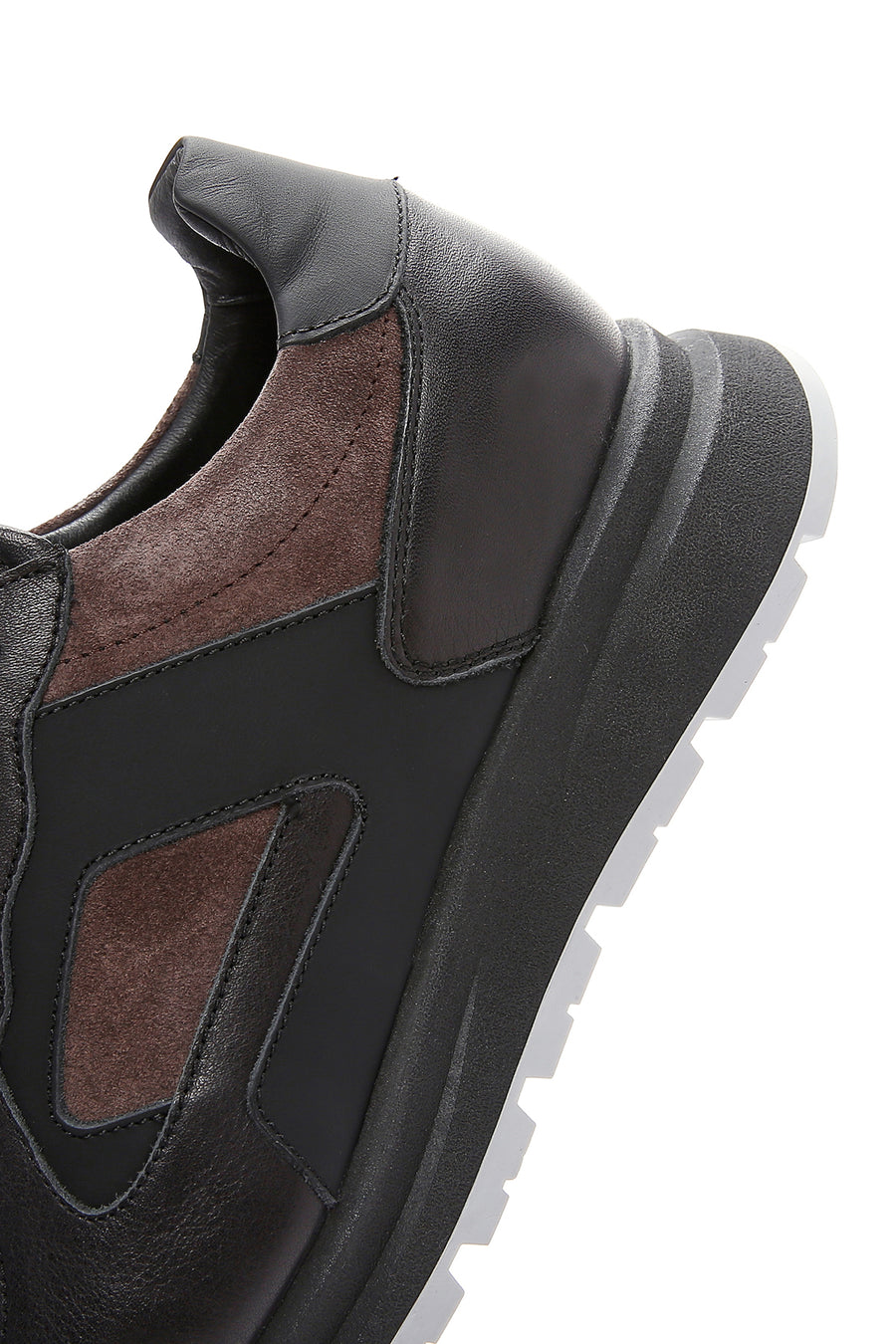 Men's Brown Leather Suede Detailed Thick Soled Sneaker