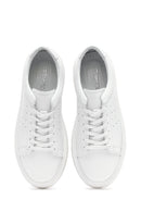 Men's White Lace-up Thick-Sole Leather Sneaker | Derimod