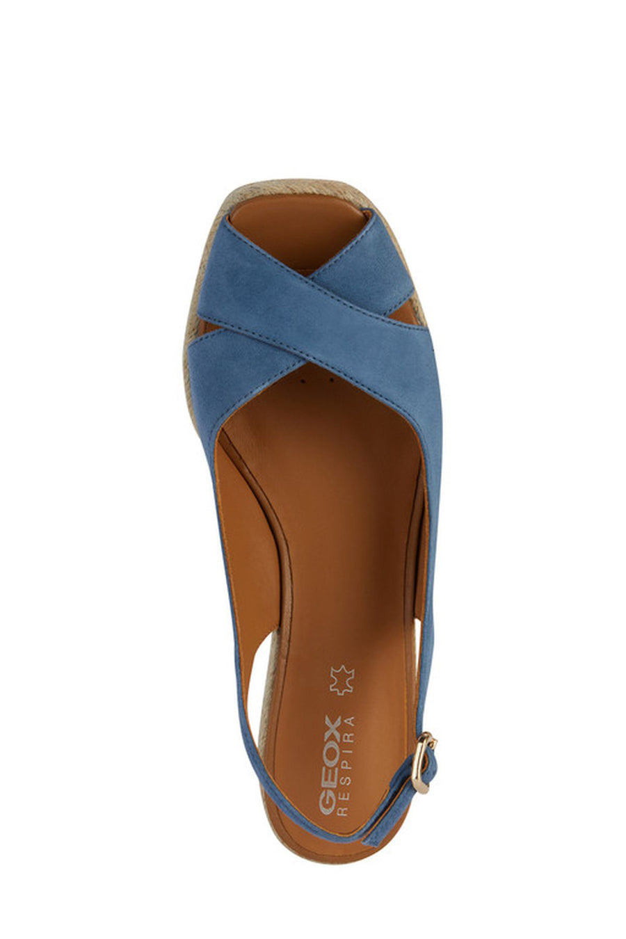 Geox Women's Blue Panarea Wedge Heels Suede Leather Espadrille