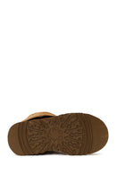 Woman Camel Thick-Soled Suede Teddy Boots | Derimod