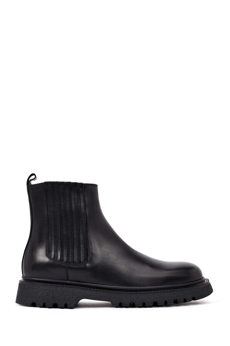Men's Black Thick-Soled Leather Chelsea Boot 25WFD693718 | Derimod