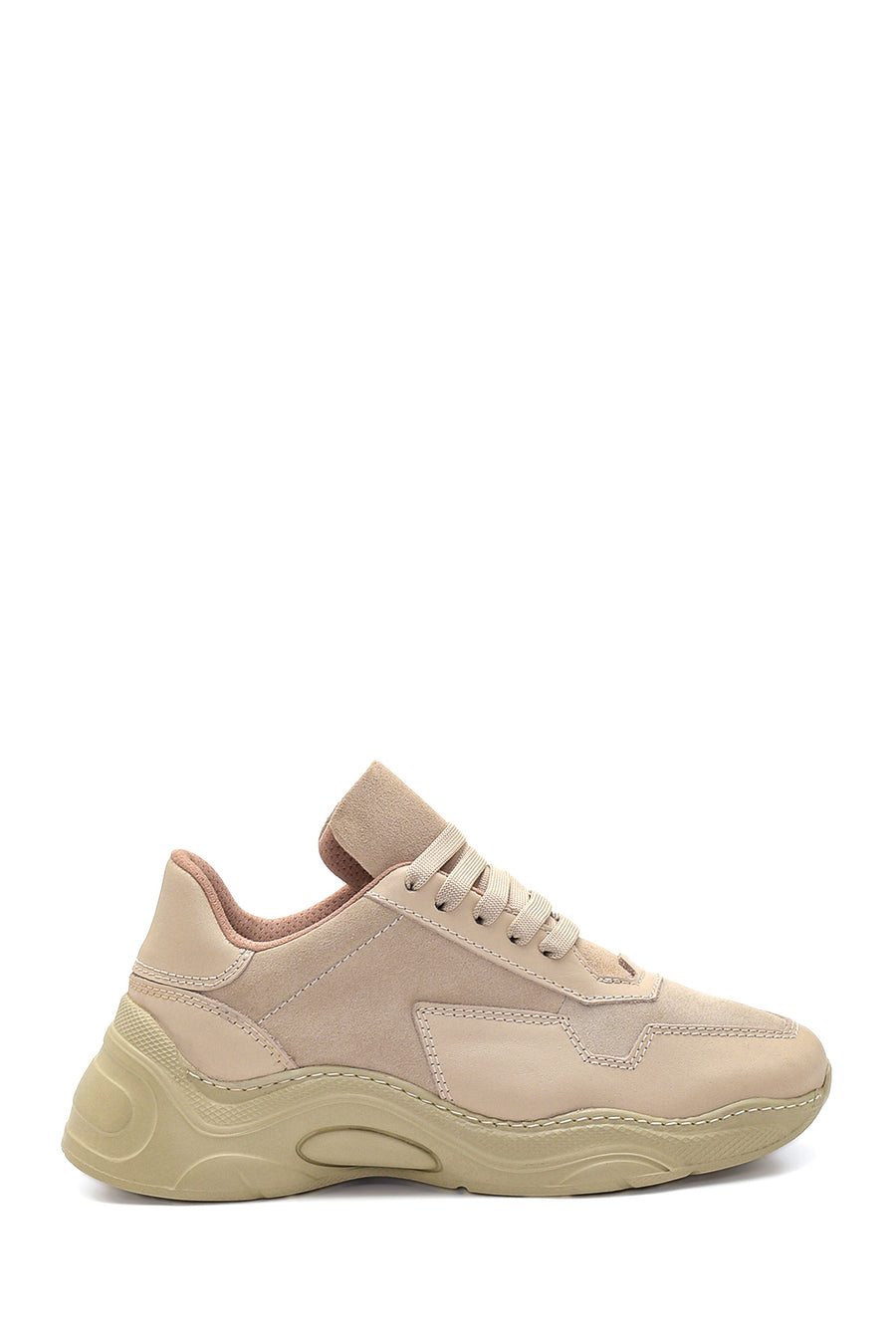 Kadın Bej Deri Yüksek Taban Sneaker 22SFD140414 | Derimod