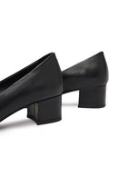 Derimod Flex Woman Black Thick-Heeled Leather Shoes | Derimod
