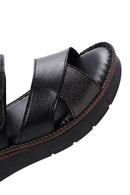 Women's Black Ankle Strap Leather Comfort Sandals | Derimod