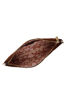 Woman Brown Chain Strap Suede Clutch Bag | Derimod