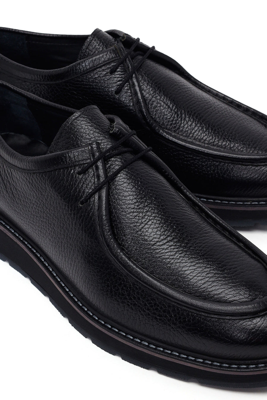 Male Black Lace-Up Leather Casual Shoes