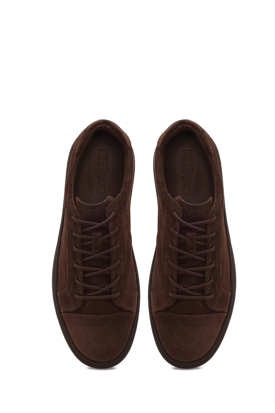 Erkek Kahverengi Bağcıklı Süet Deri Sneaker