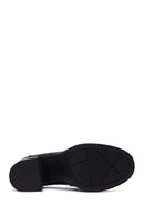 Woman Black Thick-Heeled Leather Loafer | Derimod
