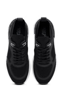Derimod Zero Men's Black Lace-Up Thick Soled Fabric Sneaker | Derimod