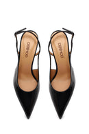 Woman Black Backless High Thin-Heeled Patent Leather Leather Shoes | Derimod
