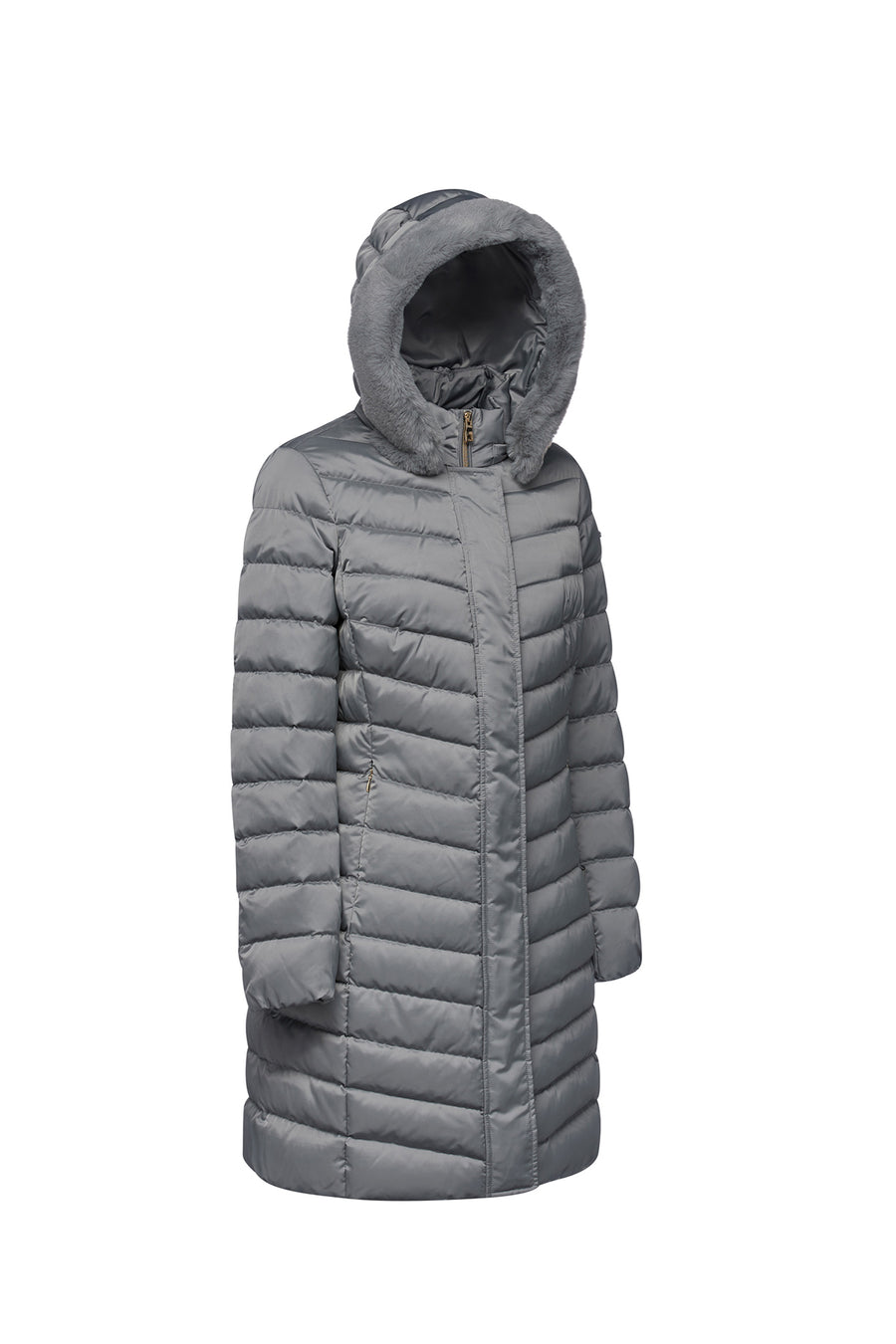 Geox Women's Gray Xhup, Bettanie Hooded Long Coat