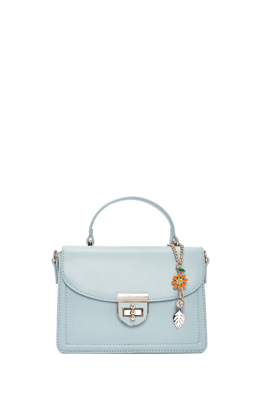 Women's Blue Long Strap Crossbody Bag with Accessory Detail