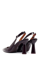 Woman Burgundy Open-Back Chunky-Heel Leather Shoes | Derimod
