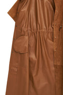 Miranda Women's Brown Hooded Suede Leather Long Vest | Derimod