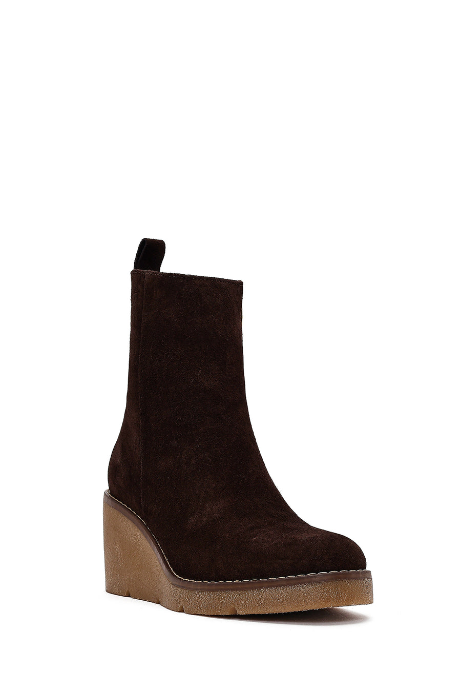 Women's Brown Zip-Up Wedge Suede Leather Boots