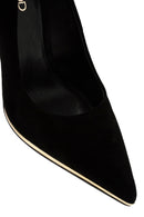 Women's Black High Heel Suede Leather Stiletto | Derimod