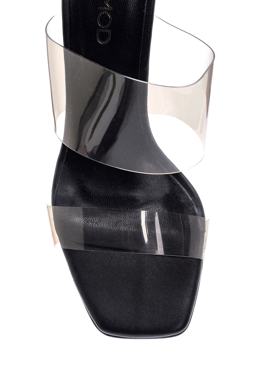 Women's Black Transparent Heeled Slippers