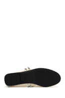 Women's Beige Buckled Mesh Fabric Ballerinas | Derimod