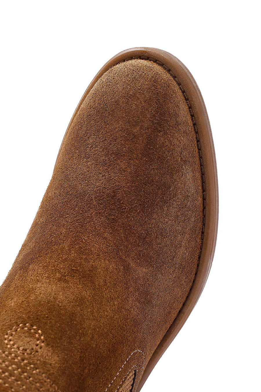 Women's Mink Thick Heel Suede Leather Cowboy Boots