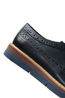 Men's Navy Blue Leather Casual Shoes | Derimod