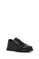 Erkek Siyah Bağcıklı Deri Casual Sneaker | Derimod