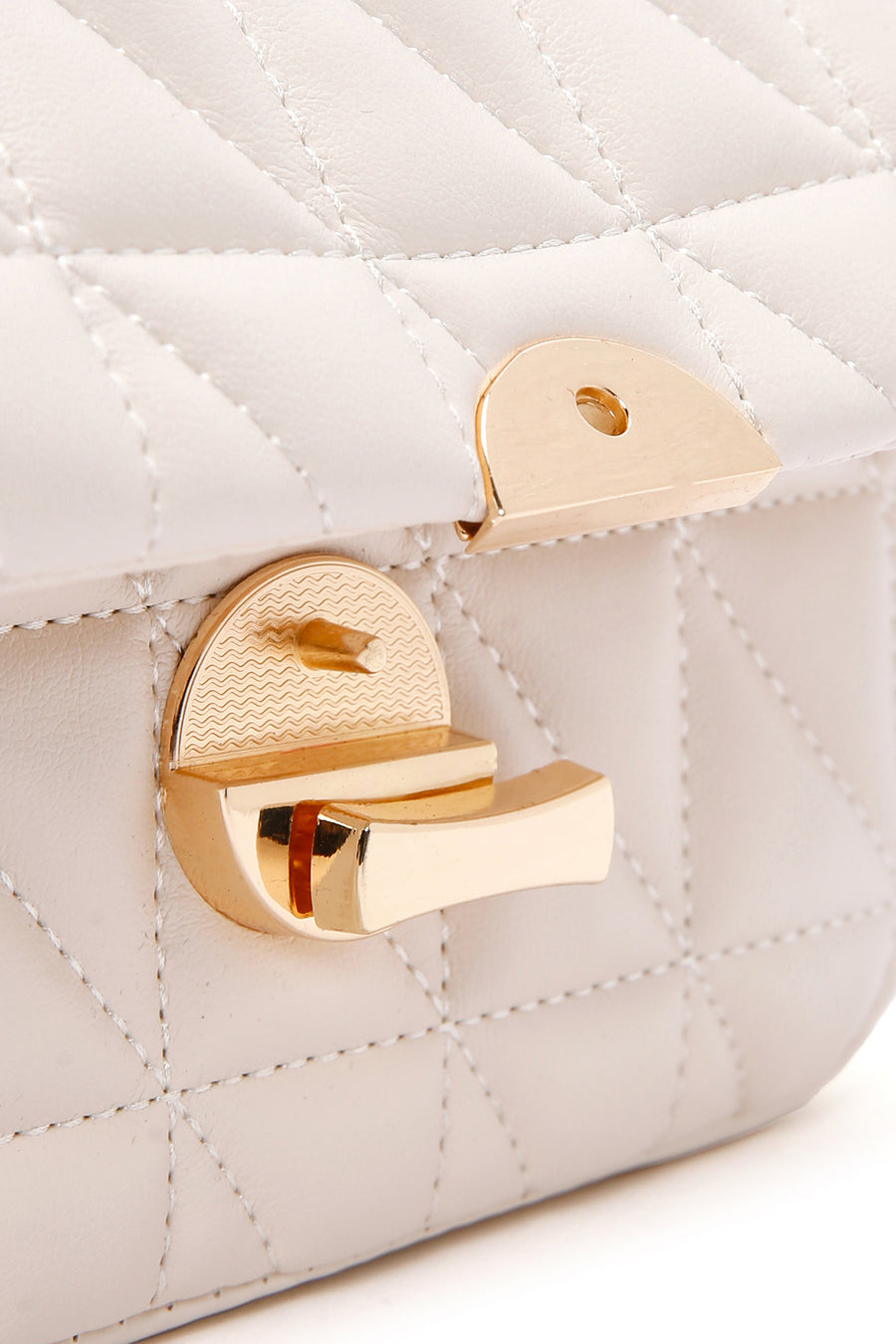 Women's Cream Long Strap Quilted Crossbody Bag