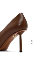 Women's Brown Thin Heeled Leather Stiletto | Derimod