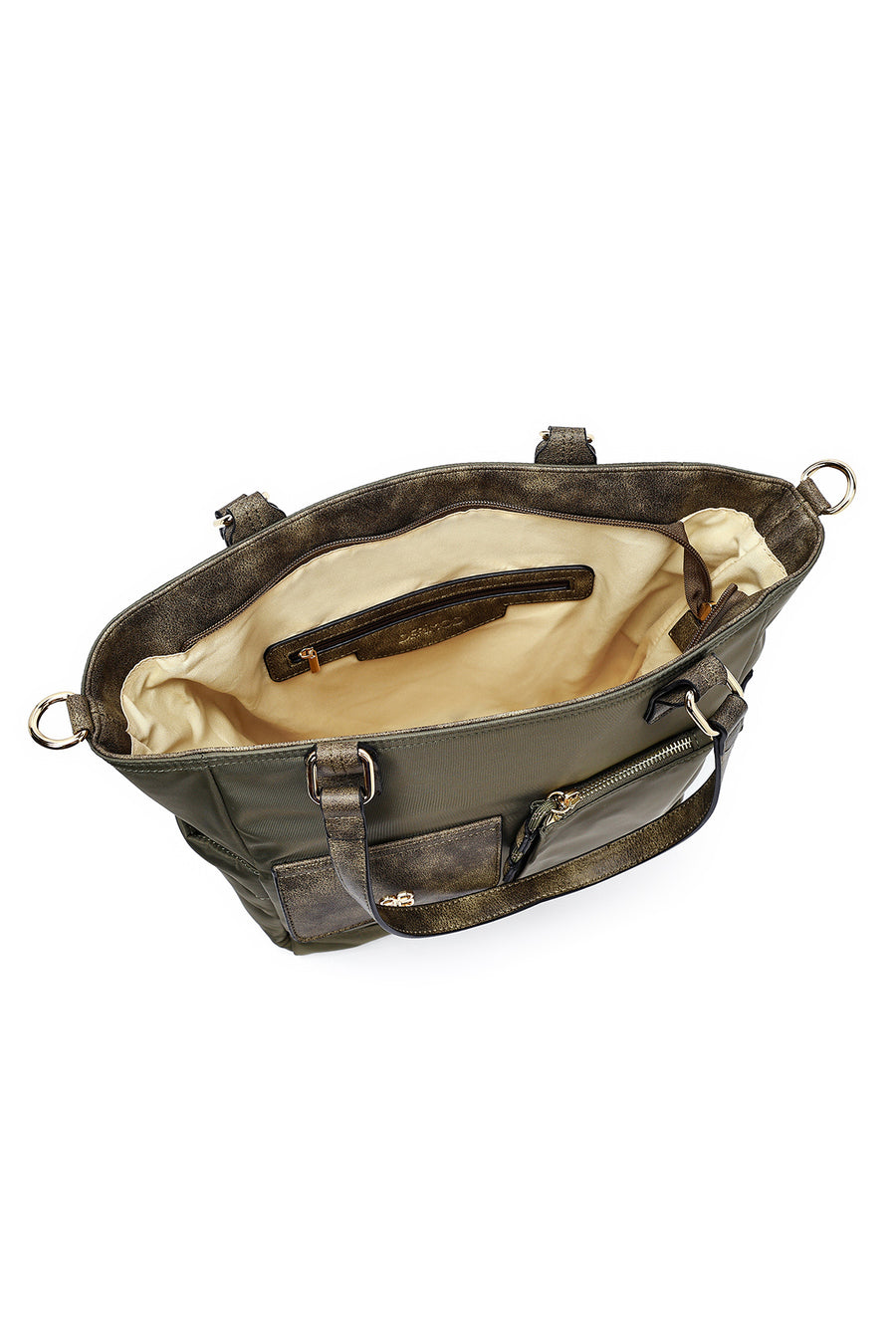 Woman Khaki Long-Strap Fabric Shoulder Bag