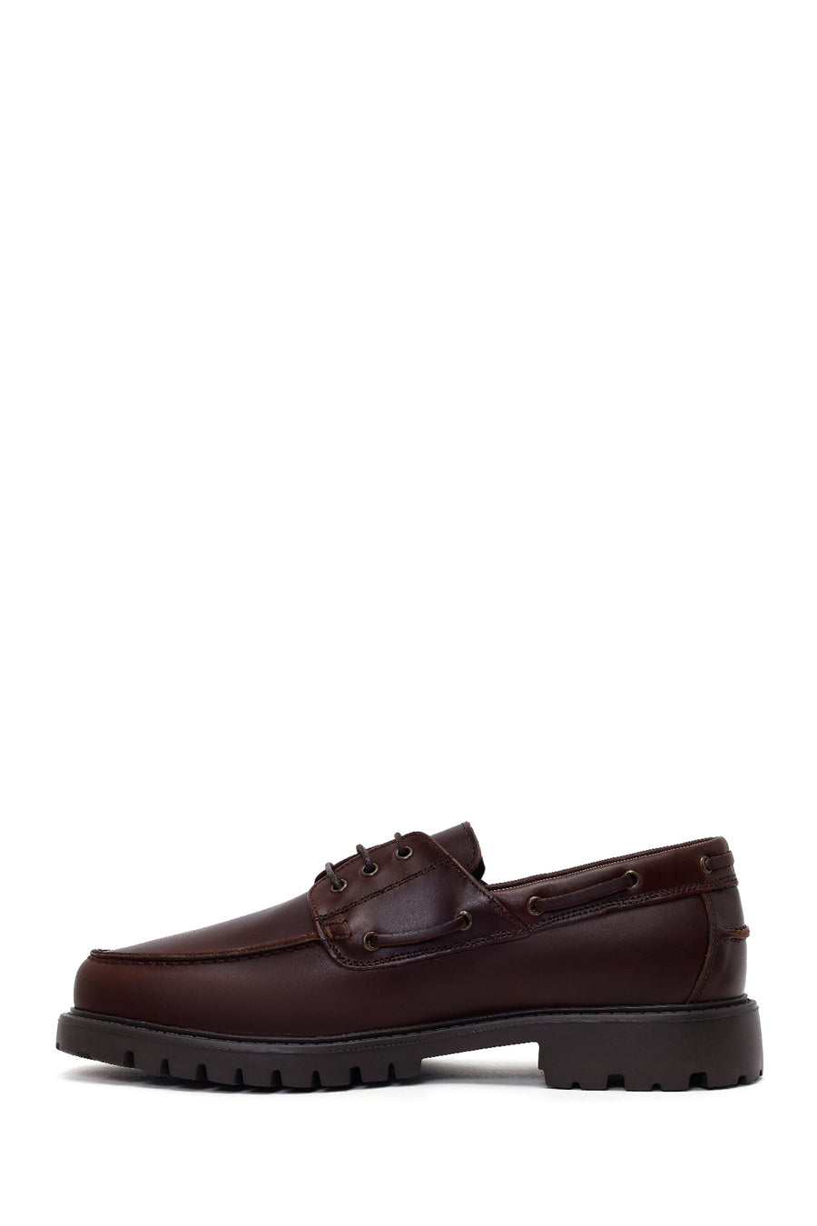 Male Brown Lace-Up Thick-Soled Leather Casual Shoes