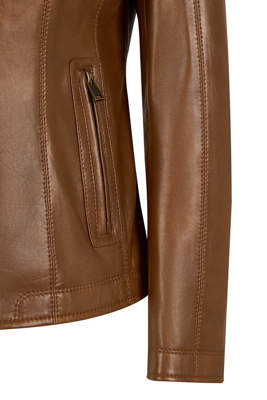 Martha Woman Camel Short Leather Jacket