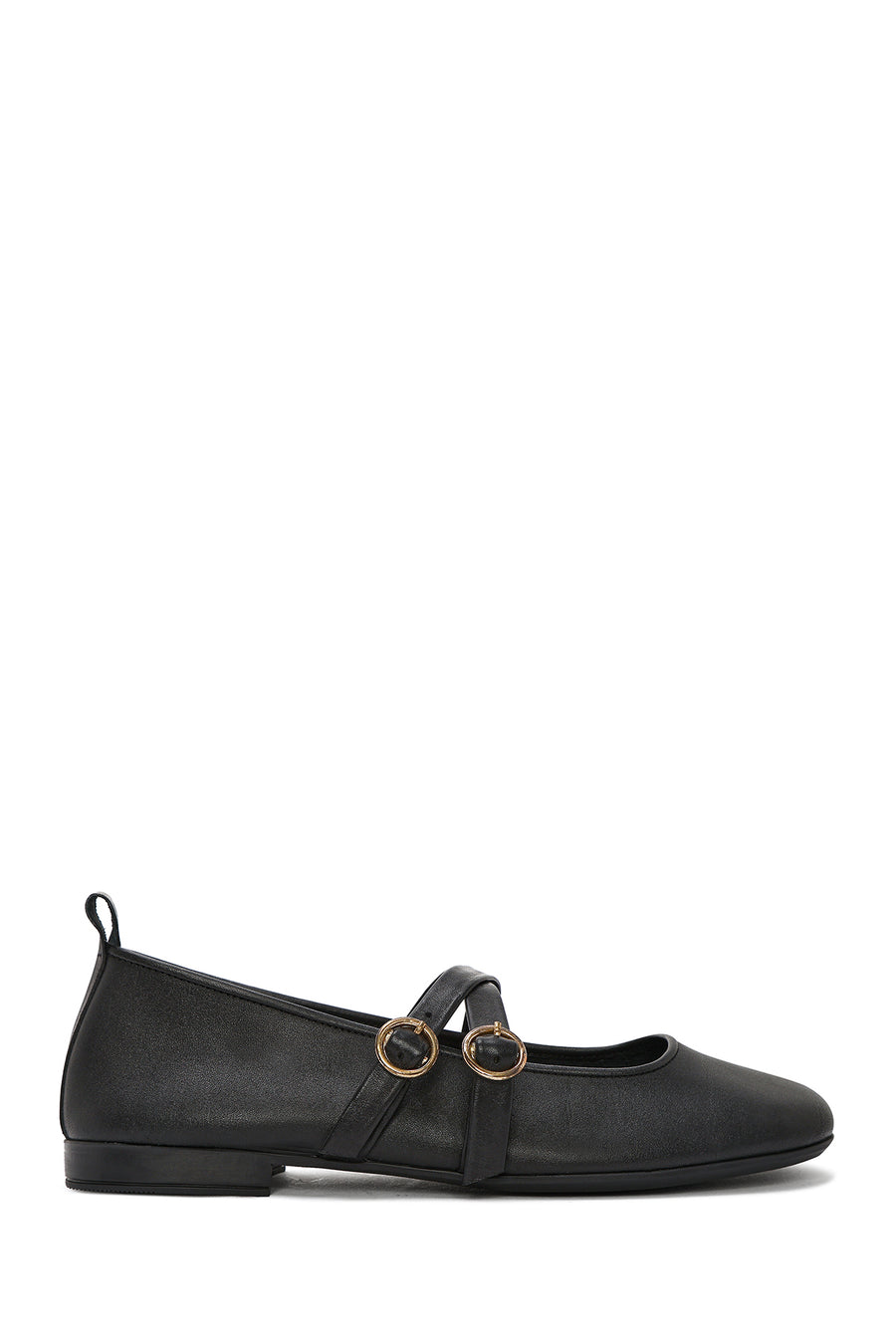 Women's Black Buckle Leather Ballerinas 25SFD202018 | Derimod