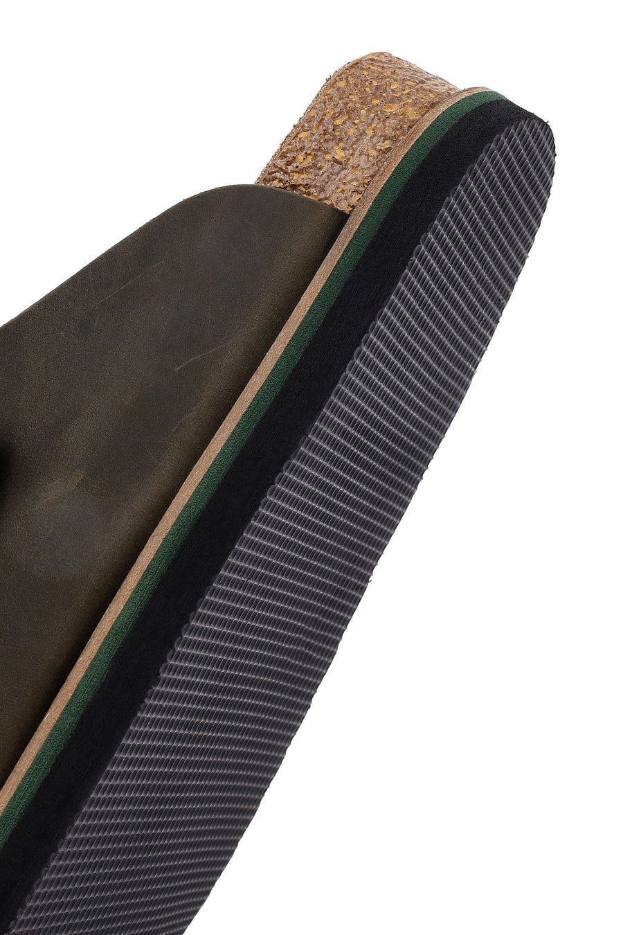Men's Khaki Double Buckle Nubuck Leather Slippers