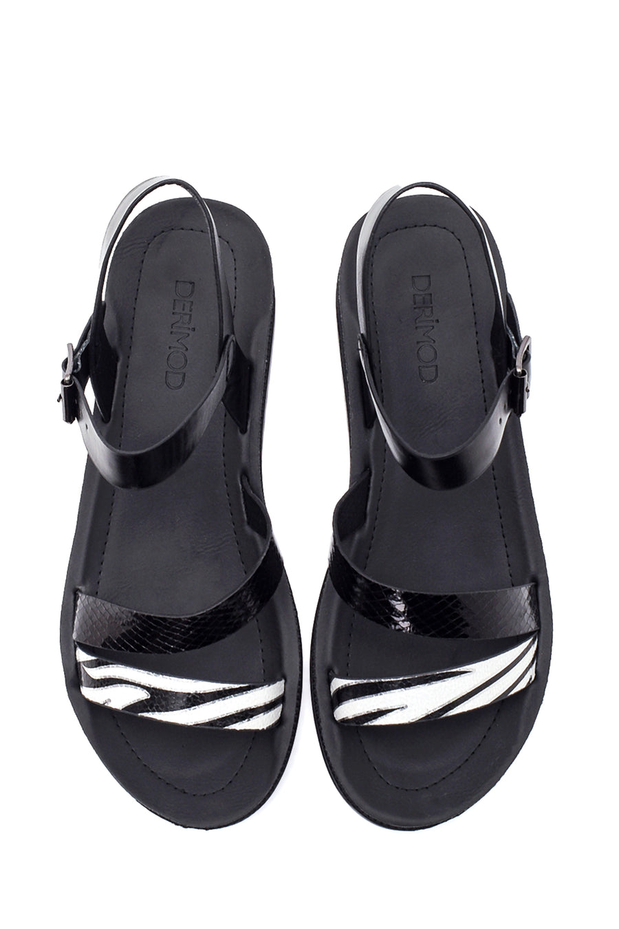 Women's Black Patterned Sandals