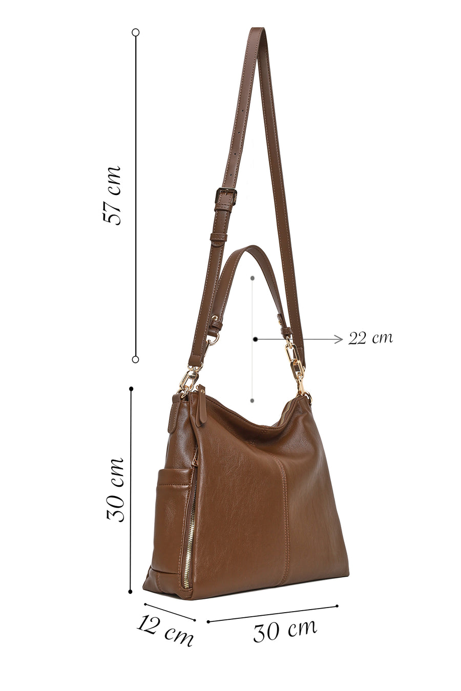 Woman Brown Long-Strap Shoulder Bag