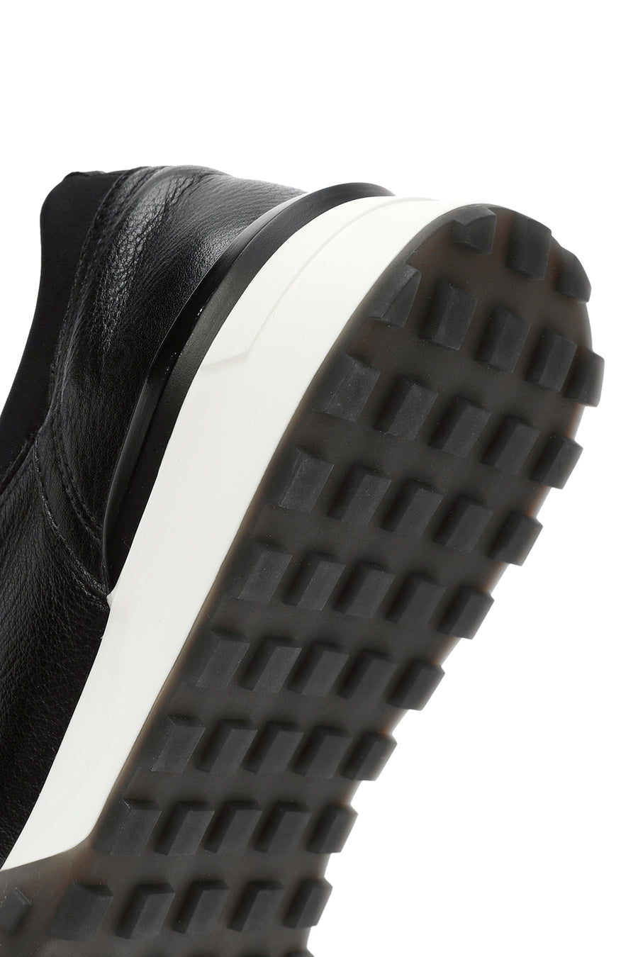 Erkek Siyah Kalın Tabanlı Bağcıklı Deri Casual Sneaker