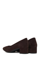 Derimod Flex Woman Brown Short Thick-Heeled Suede Stiletto | Derimod