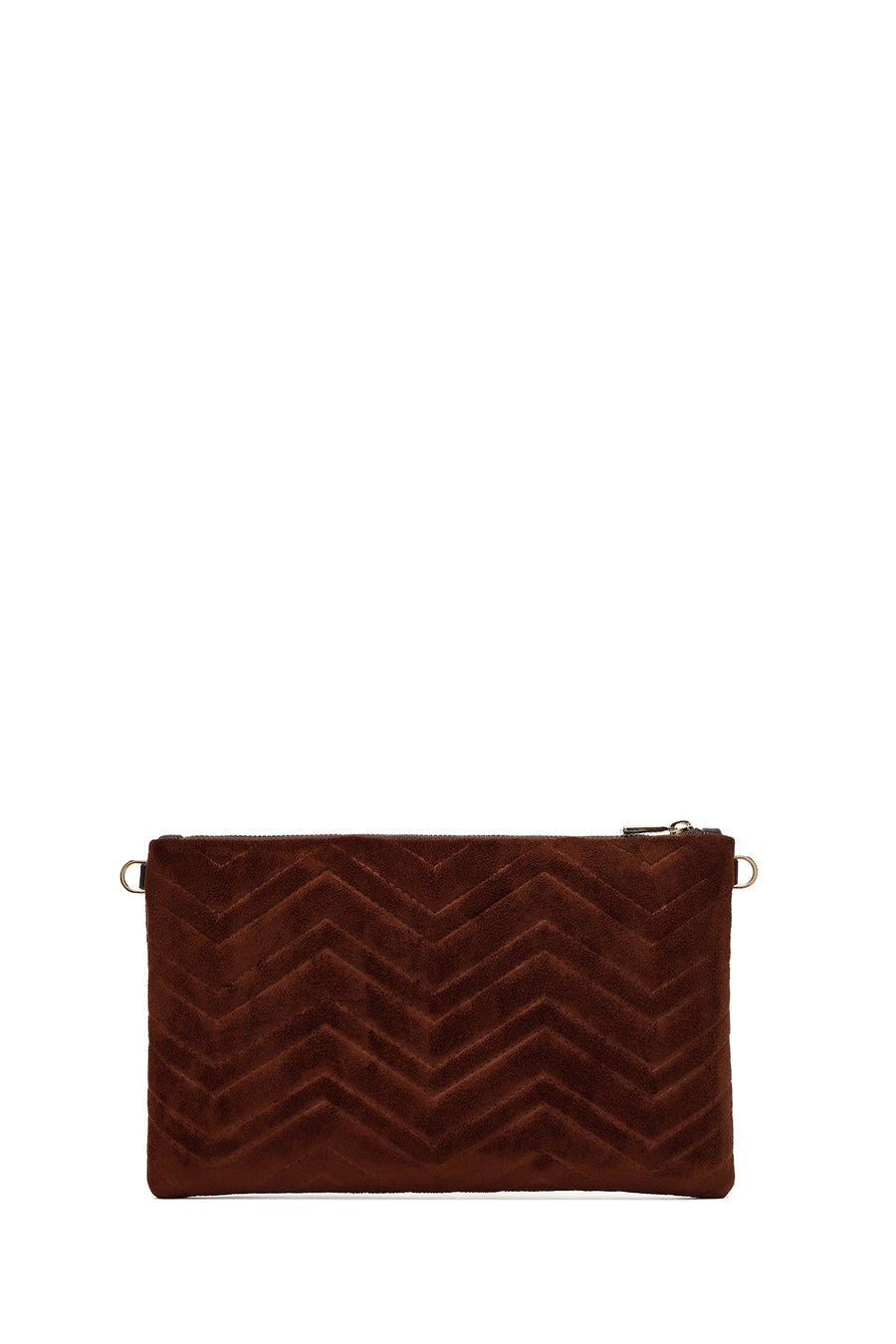 Woman Brown Chain Strap Suede Clutch Bag