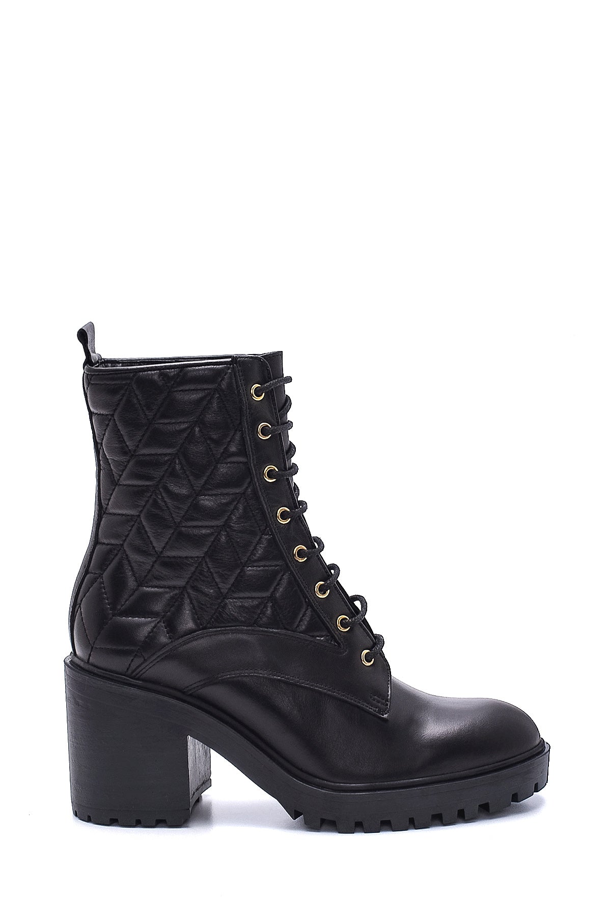 Women's Leather Quilted Heeled Boots 21WFD1624KP | Derimod