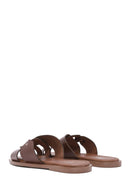 Women's Brown Leather Slippers | Derimod