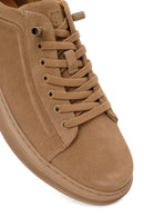 Erkek Bej Bağcıklı Süet Deri Sneaker | Derimod