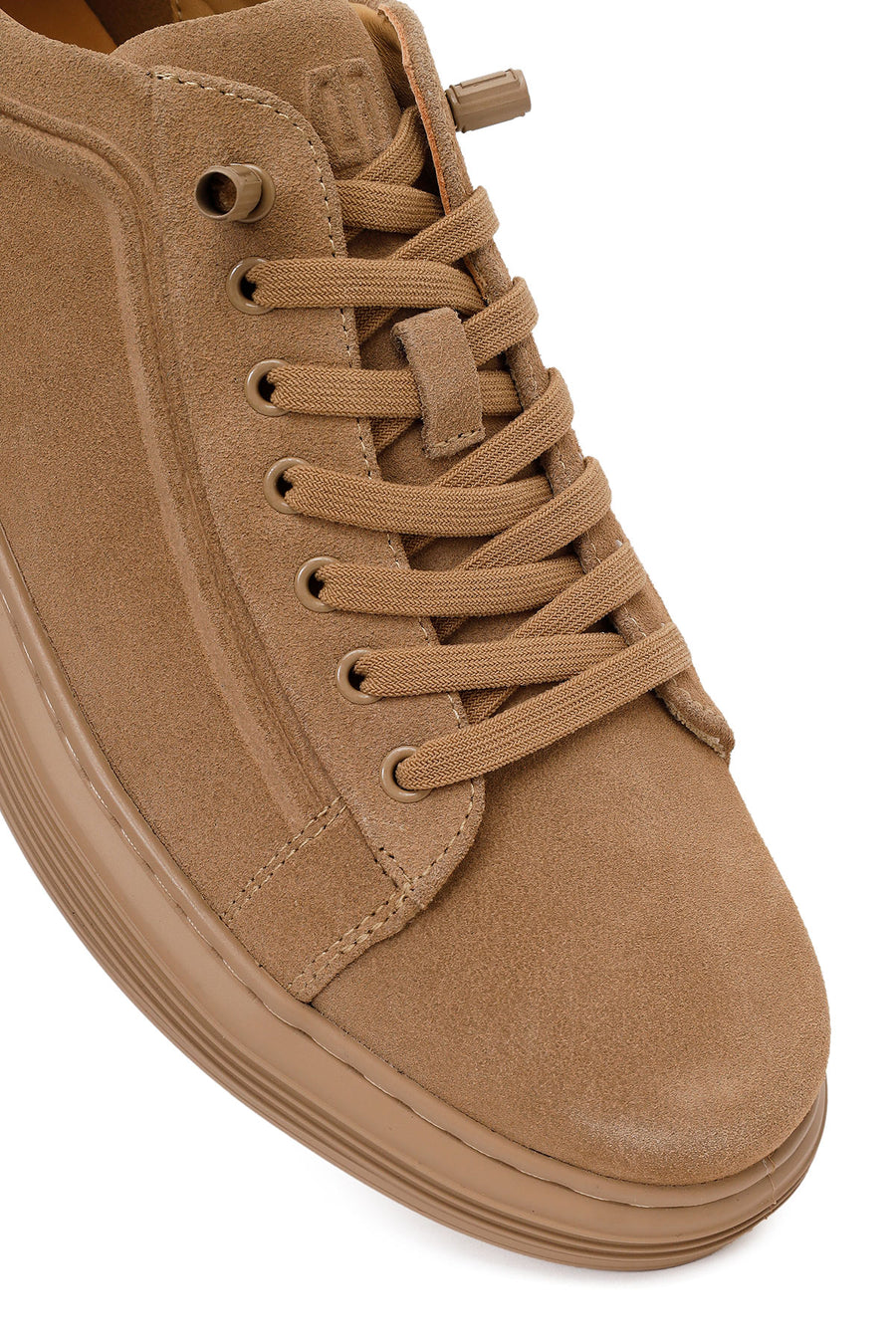 Erkek Bej Bağcıklı Süet Deri Sneaker