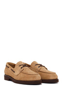 Woman Camel Lace-up Suede Casual Shoes | Derimod