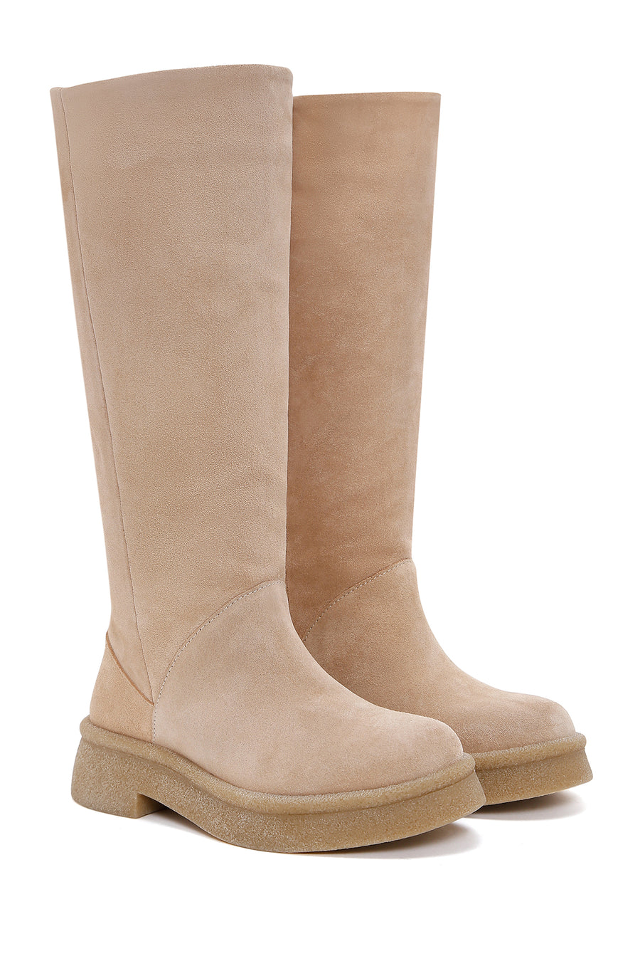Women's Beige Suede Leather Boots