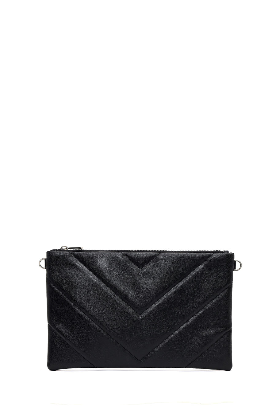 Woman Black Chain-Strap Patterned Clutch Bag