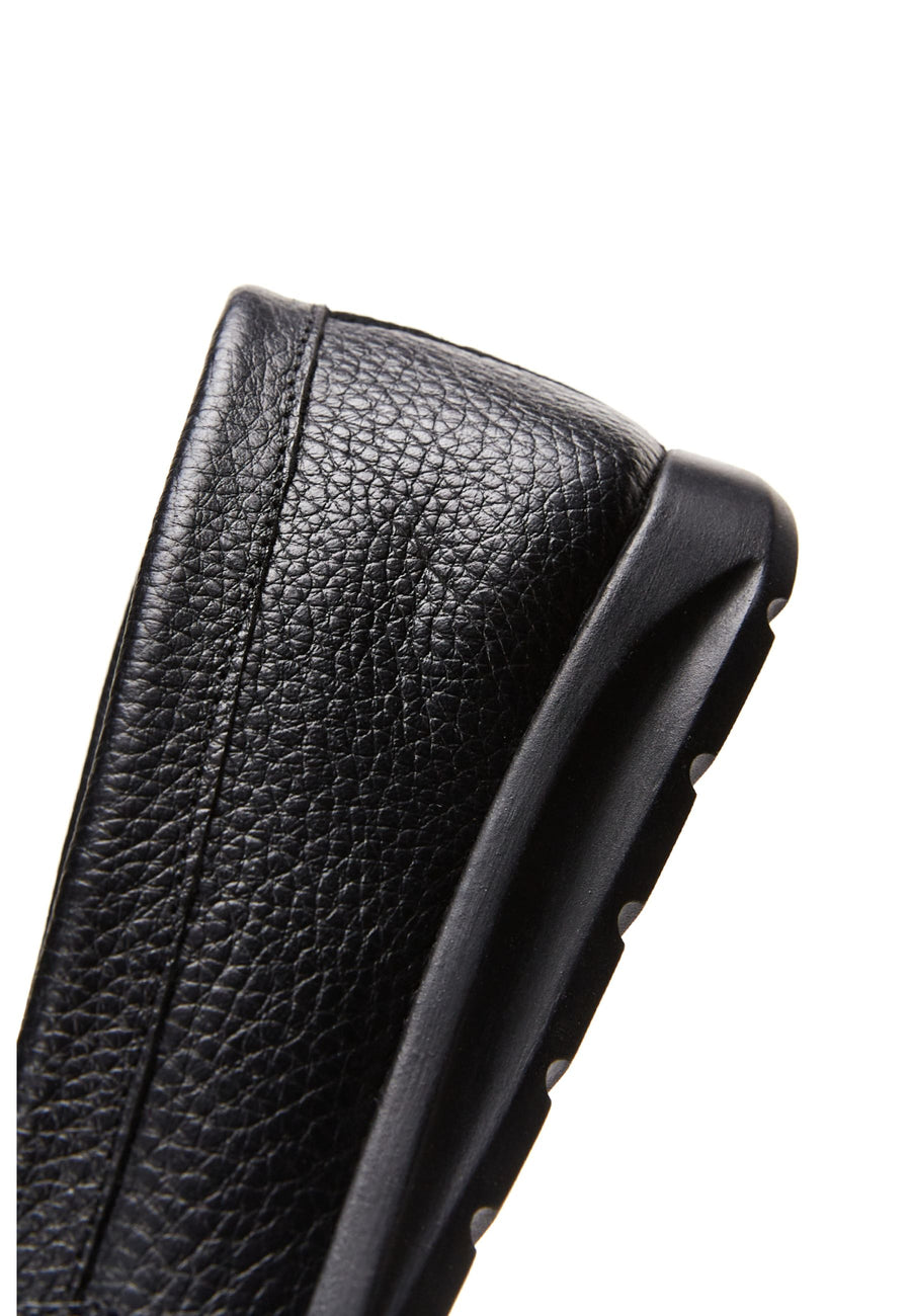 Women's Black Leather Comfort Loafers