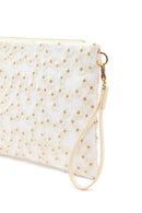 Woman Beige Long Chain Strap Patterned Clutch Bag | Derimod