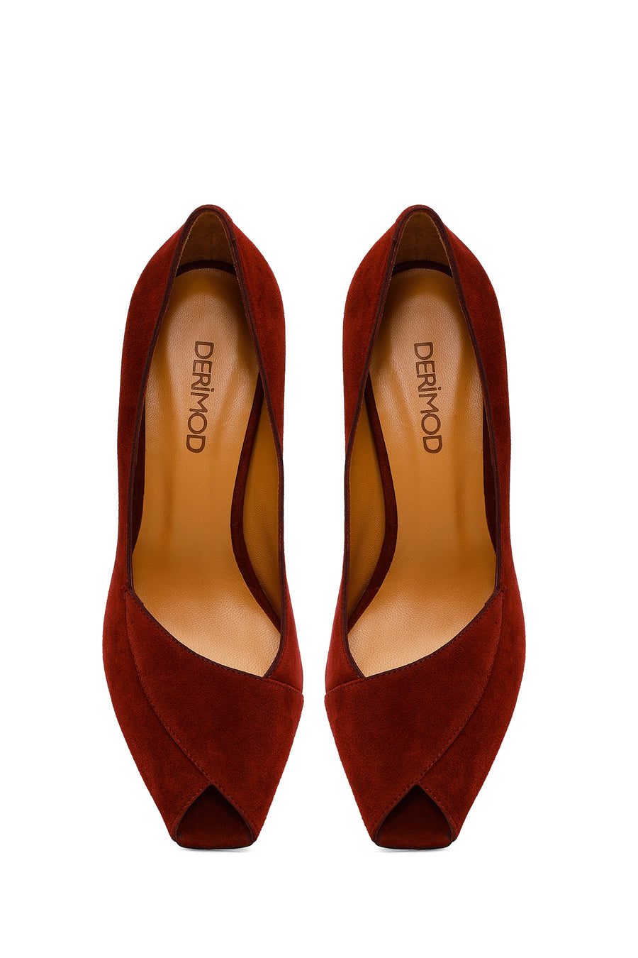 Woman Burgundy Thin Heeled Suede Shoes