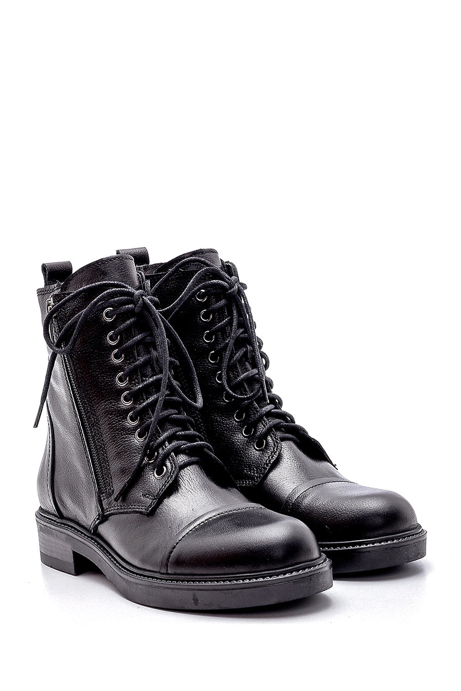 Women's Leather Zipper Detailed Boots