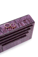 Women's Burgundy Long Chain Strap Mini Box Clutch Bag | Derimod